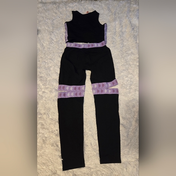 Kappa Set Top/Leggings  Women's  Size Small Color Black/Purple - Picture 2 of 9